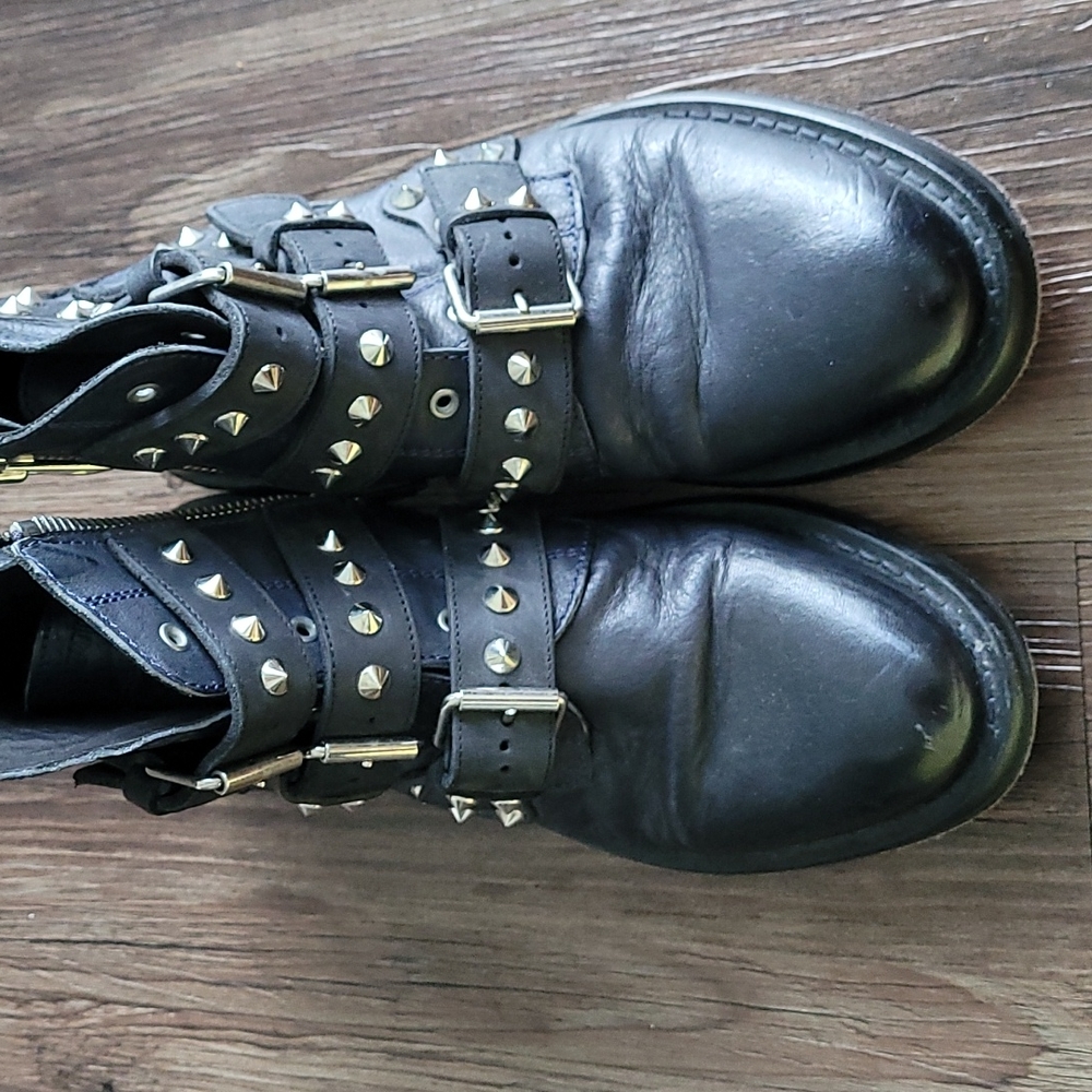 Zadig & Voltaire Black Combat Boots with Silver Accents - Picture 6 of 8